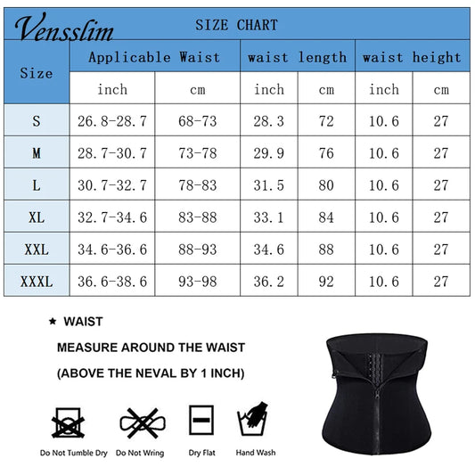 Vensslim Thermal Waist Trainer with Zipper – Slimming and Abdominal Support Belt